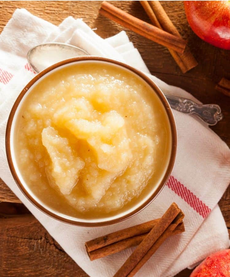 Small bowl with light brown apple sauce