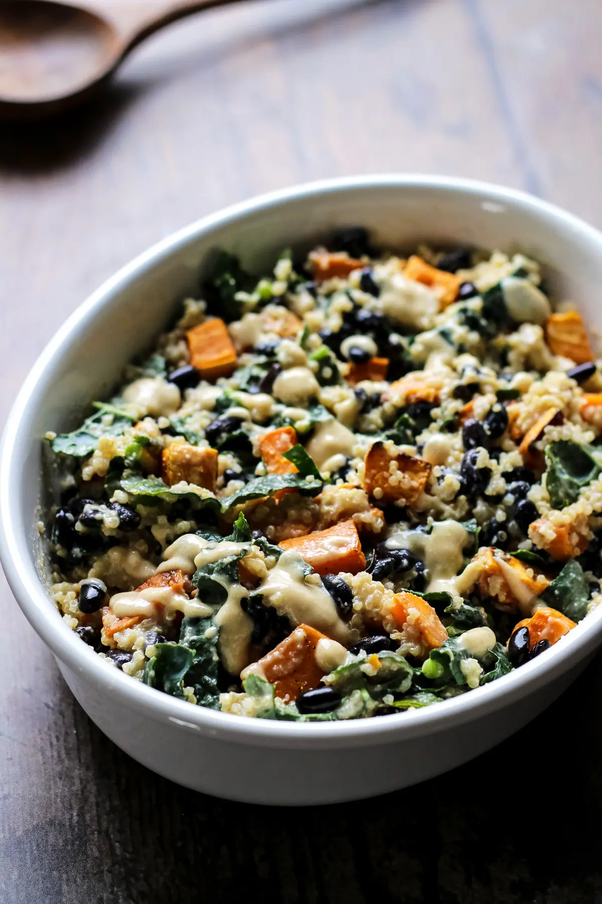 Vegan sweet potato casserole before adding breadcrumbs.